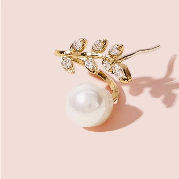 3/$30 Faux Pearl Decor Leaf Earrings - Picture 6 of 7